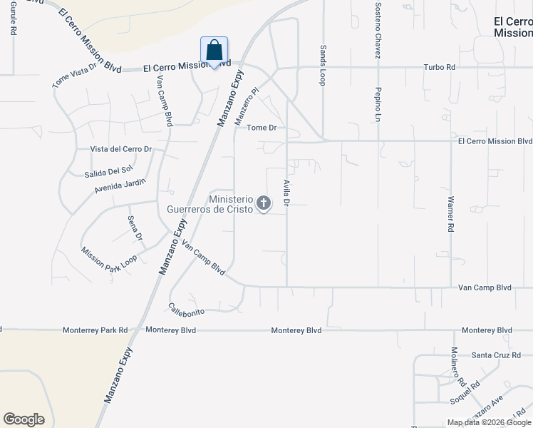 map of restaurants, bars, coffee shops, grocery stores, and more near Valley Road in El Cerro-Monterey Park