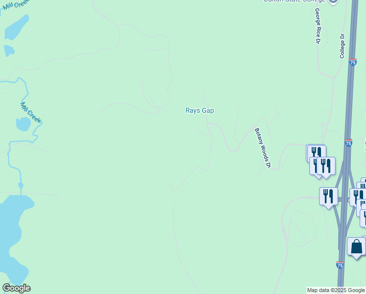 map of restaurants, bars, coffee shops, grocery stores, and more near 2515 Grandview Drive in Dalton