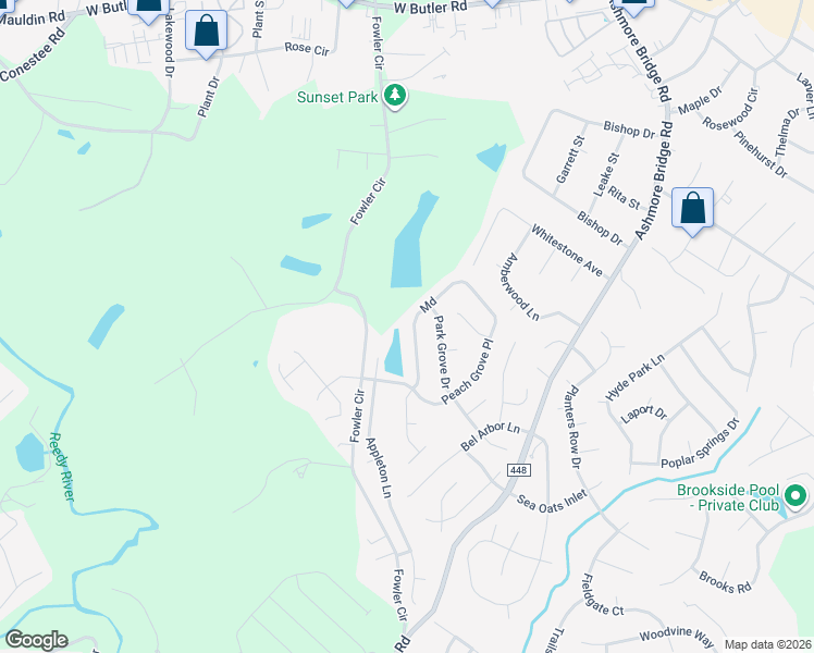 map of restaurants, bars, coffee shops, grocery stores, and more near 502 Peach Grove Place in Mauldin
