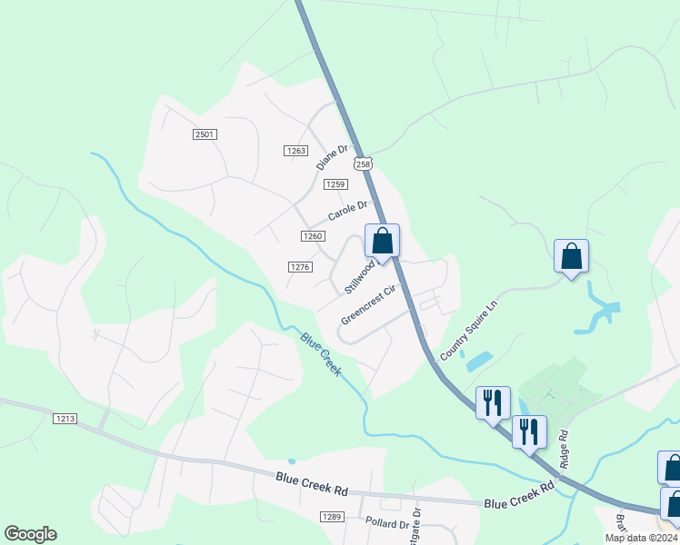 map of restaurants, bars, coffee shops, grocery stores, and more near 1003 Stillwood Circle in Jacksonville
