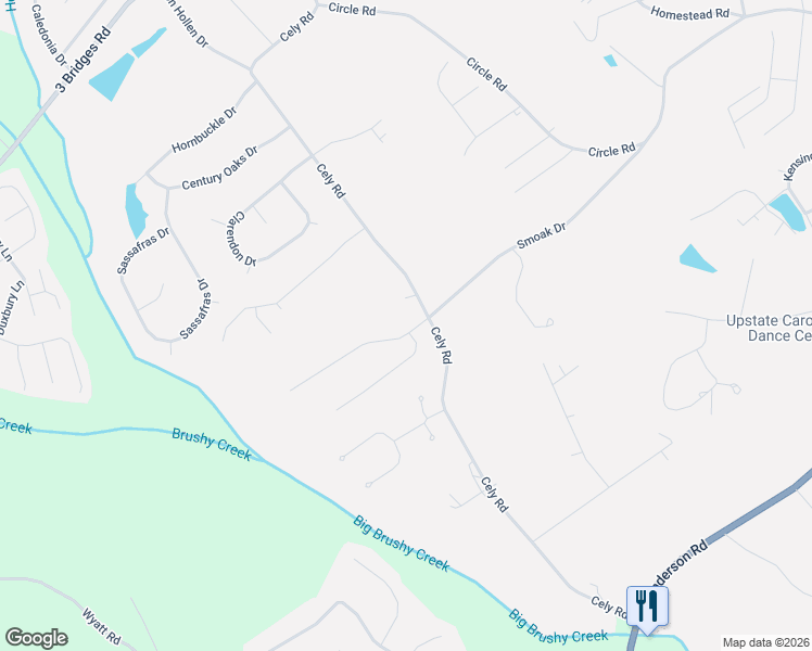 map of restaurants, bars, coffee shops, grocery stores, and more near 605 Cely Road in Easley