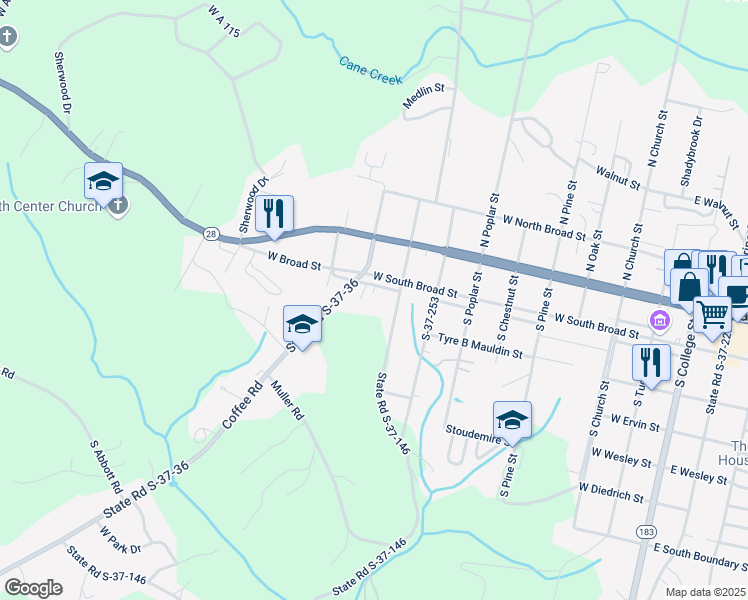 map of restaurants, bars, coffee shops, grocery stores, and more near 907 Finkenstadt Lane in Walhalla