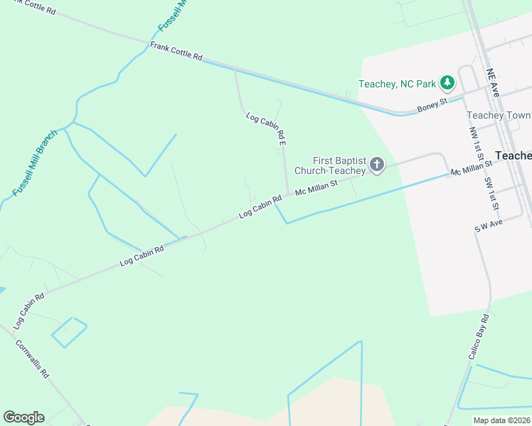 map of restaurants, bars, coffee shops, grocery stores, and more near 387-409 State Road 1150 in Teachey