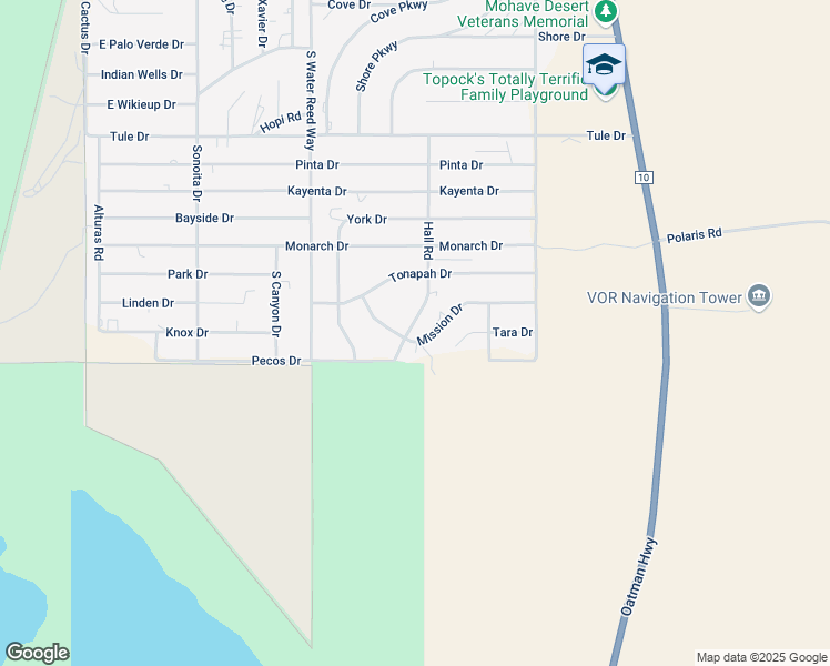 map of restaurants, bars, coffee shops, grocery stores, and more near 13462 Hall Road in Topock