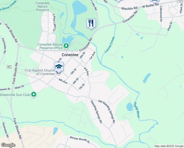 map of restaurants, bars, coffee shops, grocery stores, and more near 9 Spring Street in Greenville