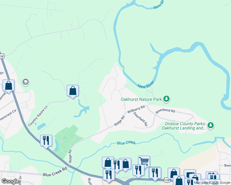 map of restaurants, bars, coffee shops, grocery stores, and more near 96 Genora Place in Jacksonville