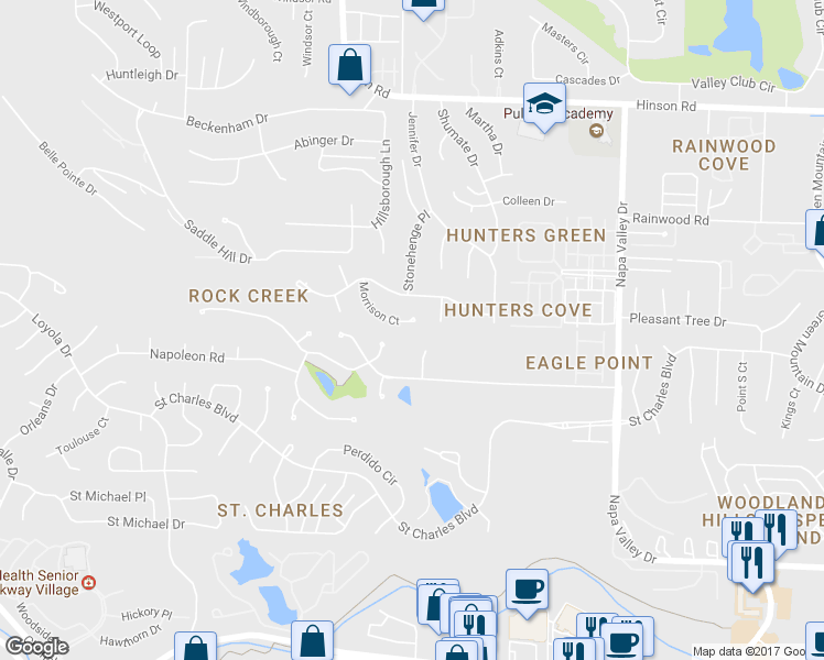 map of restaurants, bars, coffee shops, grocery stores, and more near 42 Morrison Court in Little Rock