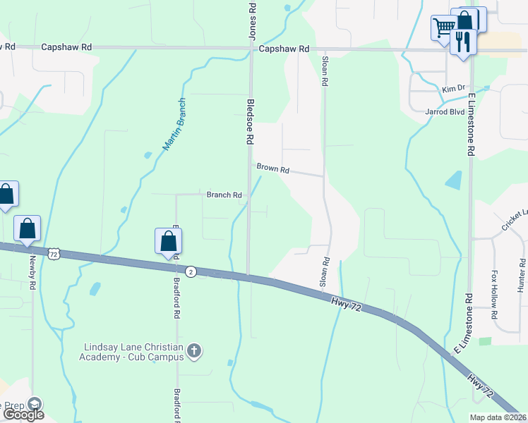 map of restaurants, bars, coffee shops, grocery stores, and more near 14473 Bledsoe Road in Athens