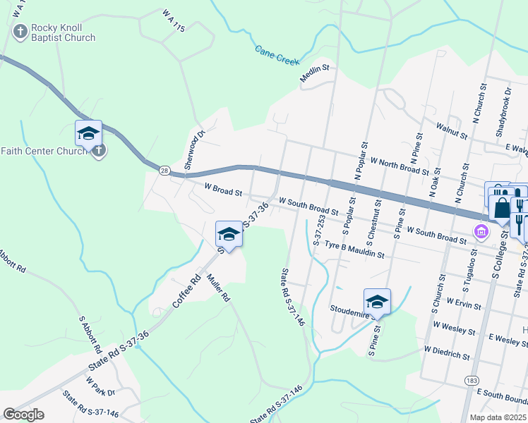 map of restaurants, bars, coffee shops, grocery stores, and more near 913 Finkenstadt Lane in Walhalla