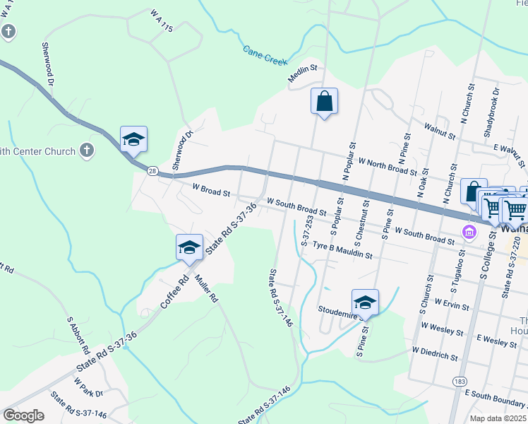 map of restaurants, bars, coffee shops, grocery stores, and more near 907 Finkenstadt Lane in Walhalla