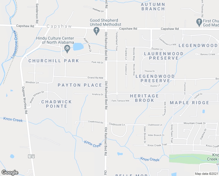 map of restaurants, bars, coffee shops, grocery stores, and more near 1247 Old Railroad Bed Road in Madison