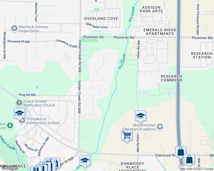 map of restaurants, bars, coffee shops, grocery stores, and more near 205 Booker Drive Northwest in Huntsville