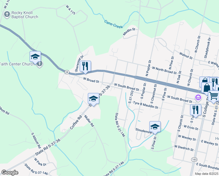 map of restaurants, bars, coffee shops, grocery stores, and more near 913 Finkenstadt Lane in Walhalla