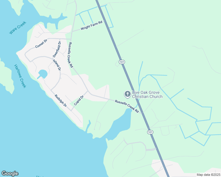 map of restaurants, bars, coffee shops, grocery stores, and more near 226 Russells Creek Road in Beaufort