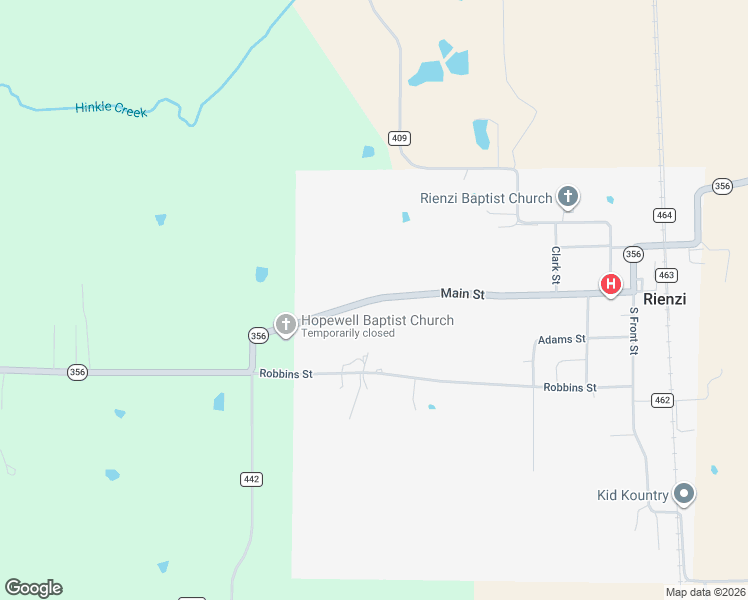 map of restaurants, bars, coffee shops, grocery stores, and more near 19 Main Street in Rienzi