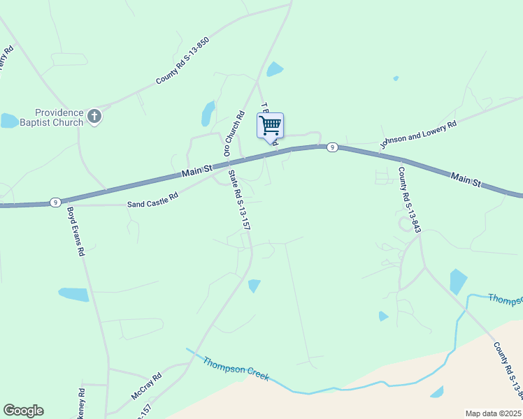 map of restaurants, bars, coffee shops, grocery stores, and more near 151 Coon Creek Road in Pageland