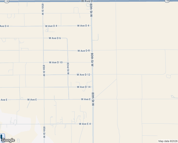 map of restaurants, bars, coffee shops, grocery stores, and more near 8009 West Avenue D 12 in Lancaster