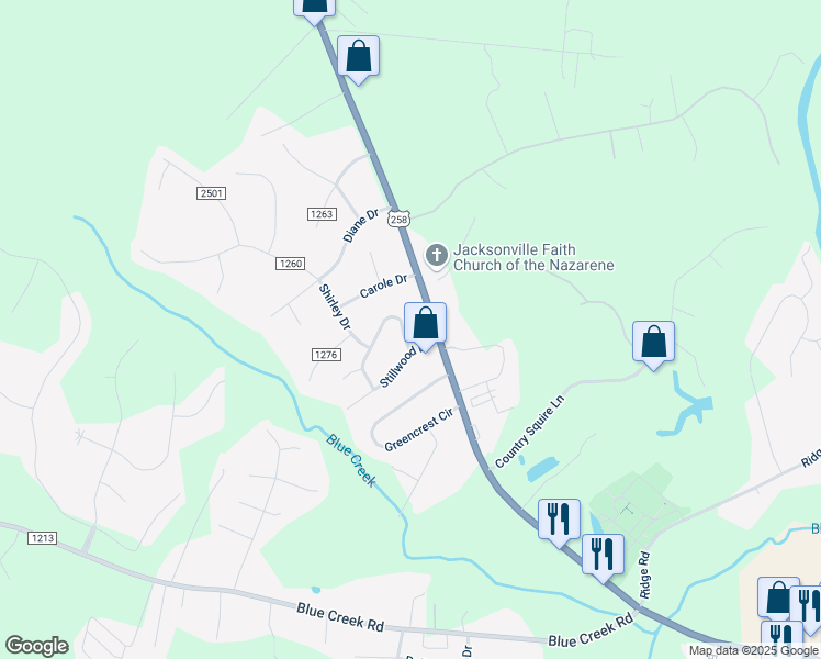 map of restaurants, bars, coffee shops, grocery stores, and more near 980 Stillwood Circle in Jacksonville