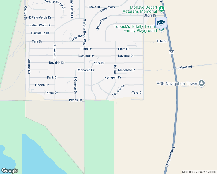 map of restaurants, bars, coffee shops, grocery stores, and more near 13462 South Hall Road in Topock