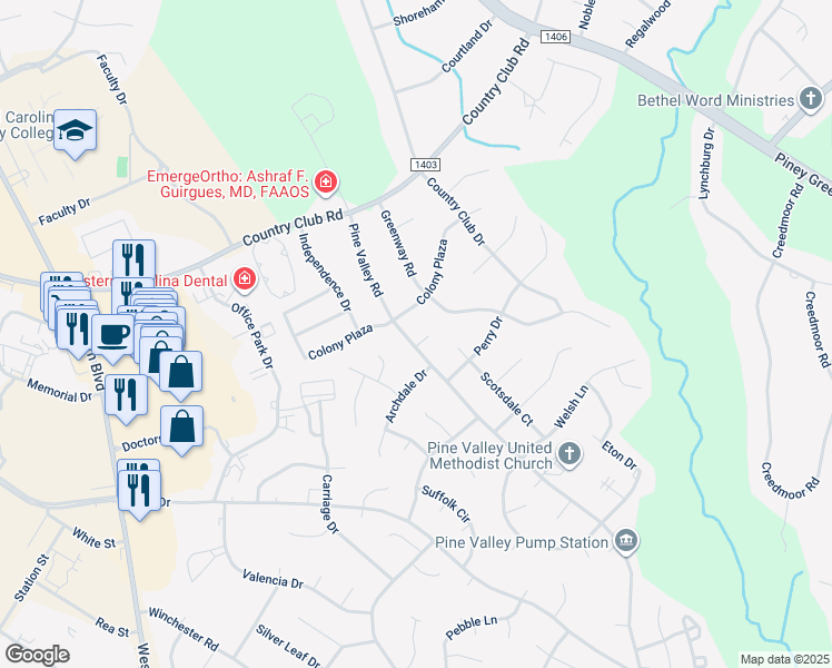 map of restaurants, bars, coffee shops, grocery stores, and more near 1114 Keating Court in Jacksonville