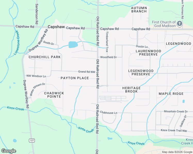 map of restaurants, bars, coffee shops, grocery stores, and more near 1247 Old Railroad Bed Road in Madison