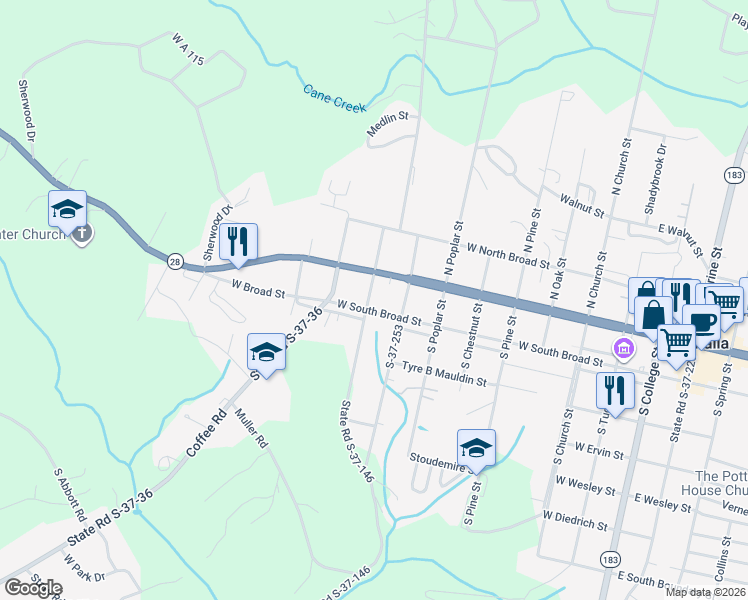 map of restaurants, bars, coffee shops, grocery stores, and more near 809 West Main Street in Walhalla