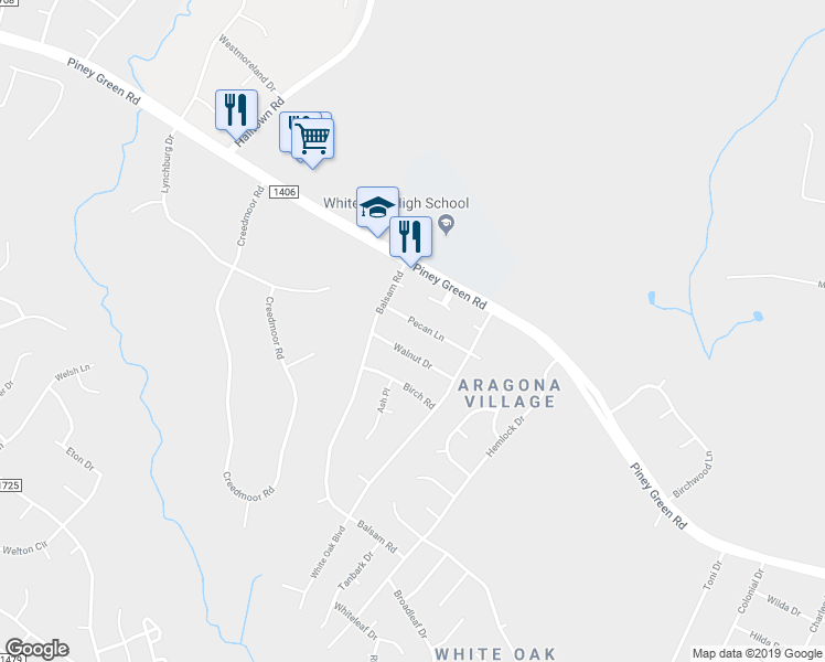 map of restaurants, bars, coffee shops, grocery stores, and more near 108 Pecan Lane in Jacksonville