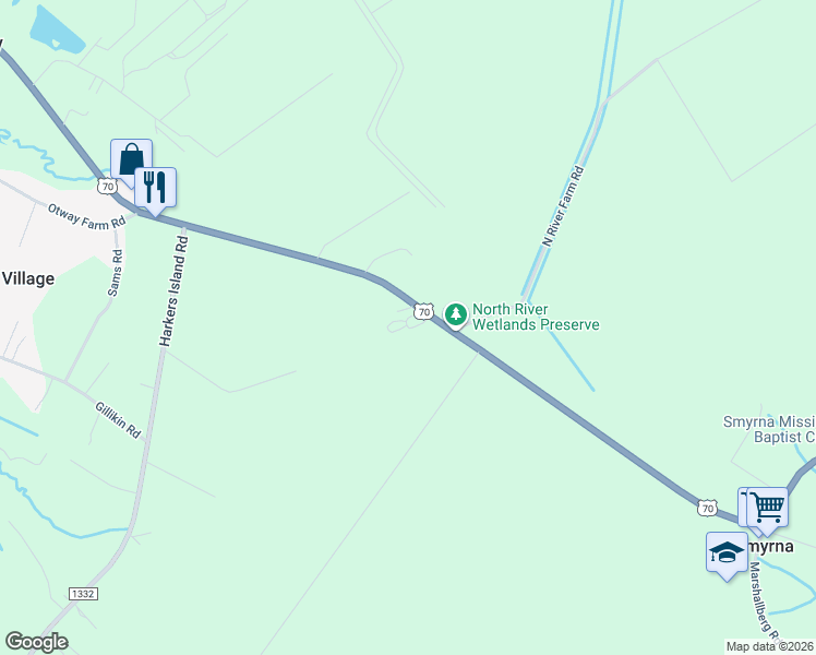 map of restaurants, bars, coffee shops, grocery stores, and more near 958 U.S. 70 in Beaufort