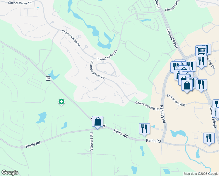 map of restaurants, bars, coffee shops, grocery stores, and more near 5 Alsace Court in Little Rock