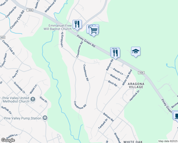 map of restaurants, bars, coffee shops, grocery stores, and more near 407 Creedmoor Road in Jacksonville