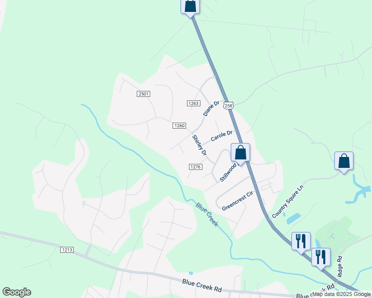 map of restaurants, bars, coffee shops, grocery stores, and more near 227 Diane Court in Jacksonville