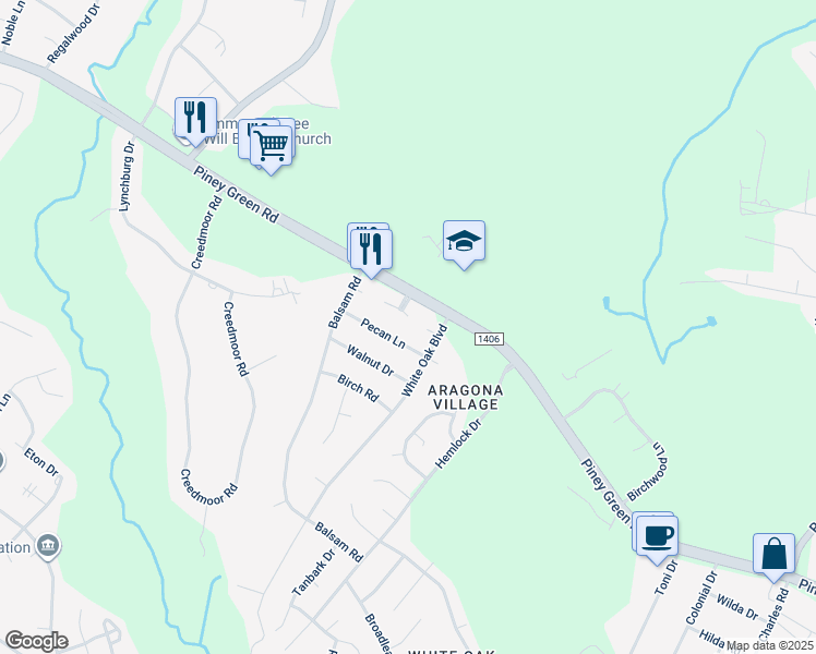 map of restaurants, bars, coffee shops, grocery stores, and more near 226 Yaupon Drive in Jacksonville