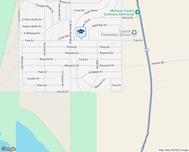 map of restaurants, bars, coffee shops, grocery stores, and more near 4870 E Tonopah Dr in Mohave