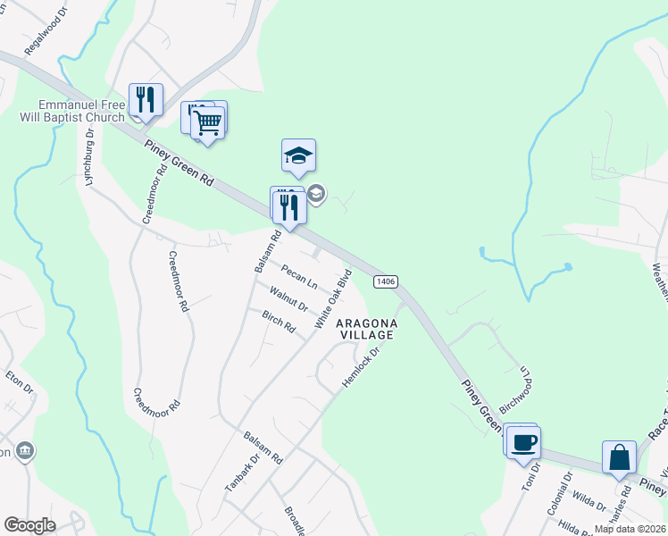 map of restaurants, bars, coffee shops, grocery stores, and more near 1070 Piney Green Road in Jacksonville