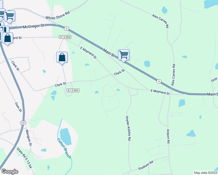 map of restaurants, bars, coffee shops, grocery stores, and more near 120 Amberly Circle in Pageland