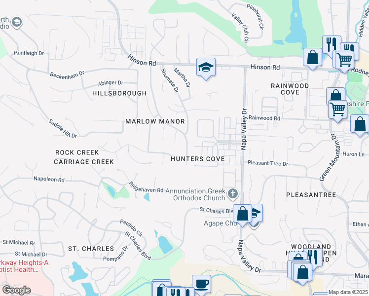 map of restaurants, bars, coffee shops, grocery stores, and more near 1310 Jennifer Drive in Little Rock