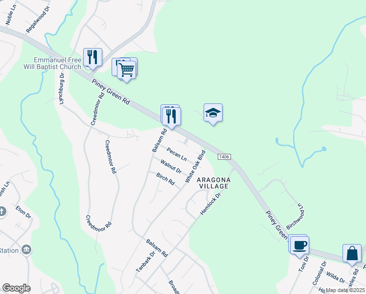 map of restaurants, bars, coffee shops, grocery stores, and more near 226 Yaupon Drive in Jacksonville