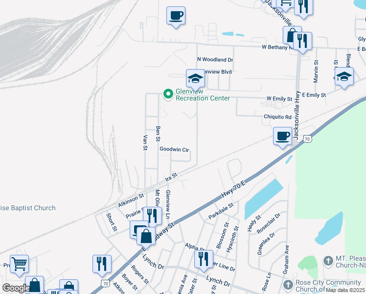 map of restaurants, bars, coffee shops, grocery stores, and more near 8 Goodwin Circle in North Little Rock
