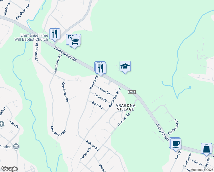 map of restaurants, bars, coffee shops, grocery stores, and more near 226 Yaupon Drive in Jacksonville