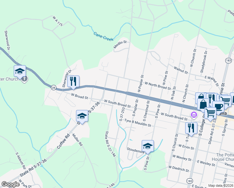 map of restaurants, bars, coffee shops, grocery stores, and more near 809 West Main Street in Walhalla