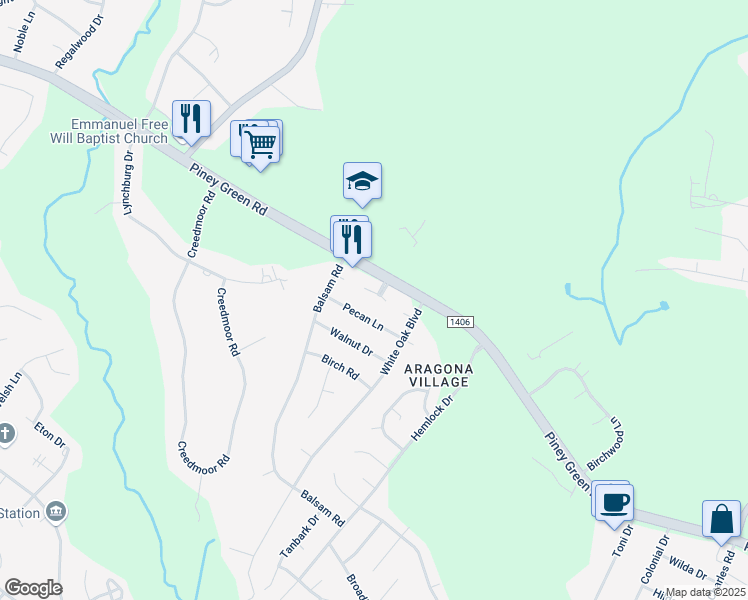 map of restaurants, bars, coffee shops, grocery stores, and more near 226 Yaupon Drive in Jacksonville