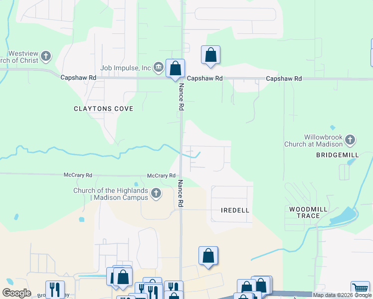 map of restaurants, bars, coffee shops, grocery stores, and more near 100 Southridge Drive in Madison