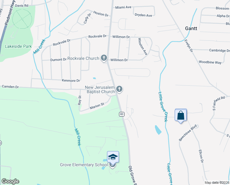 map of restaurants, bars, coffee shops, grocery stores, and more near 720 Old Grove Road in Piedmont