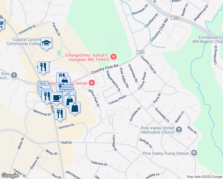 map of restaurants, bars, coffee shops, grocery stores, and more near 2007 Colony Plaza in Jacksonville