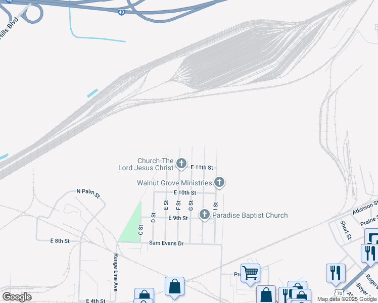 map of restaurants, bars, coffee shops, grocery stores, and more near 1113 G St in North Little Rock
