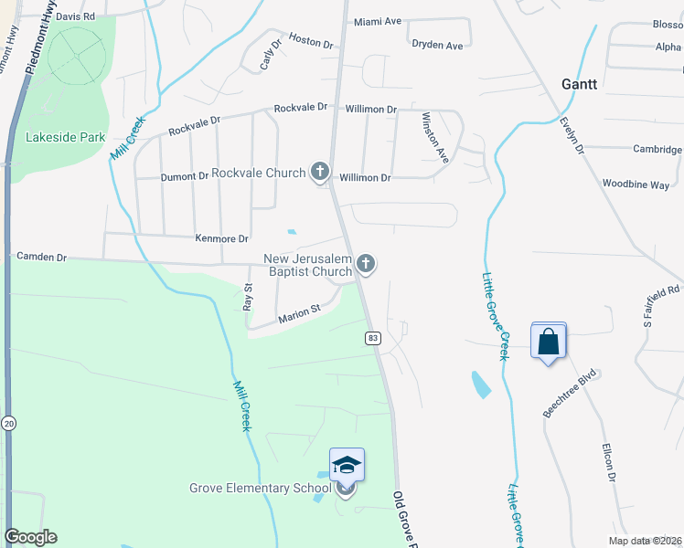 map of restaurants, bars, coffee shops, grocery stores, and more near 720 Old Grove Road in Piedmont