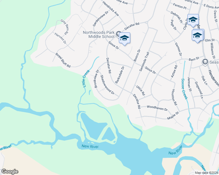 map of restaurants, bars, coffee shops, grocery stores, and more near 610 Shadowood Drive in Jacksonville