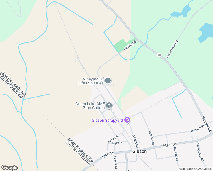 map of restaurants, bars, coffee shops, grocery stores, and more near 14241 Oil Mill Road in Gibson