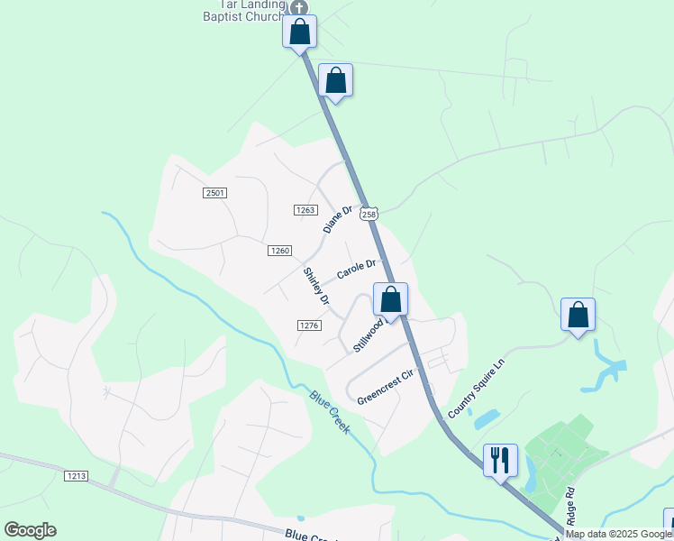 map of restaurants, bars, coffee shops, grocery stores, and more near 408 Carole Drive in Jacksonville