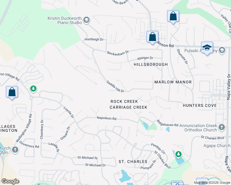 map of restaurants, bars, coffee shops, grocery stores, and more near 13504 Ridgehaven Road in Little Rock